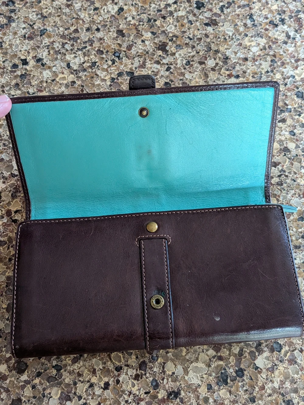 Vintage Coach Legacy trifold wallet Dark Brown Leather Wallet